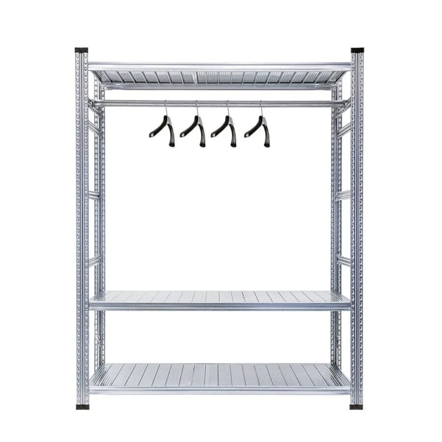 Regał z 3 półkami i wieszakiem na ubrania